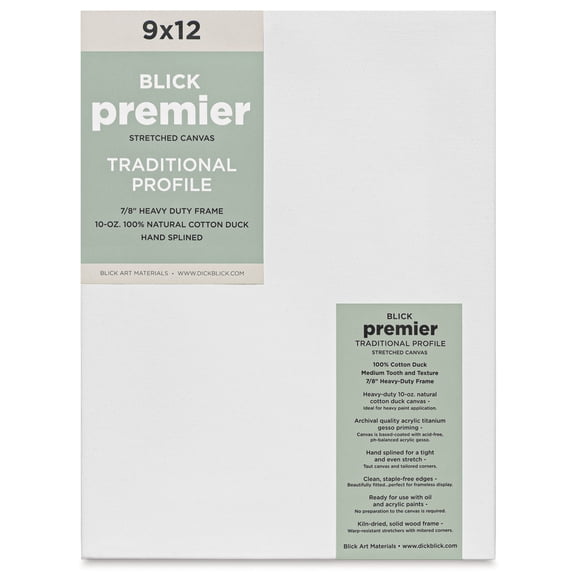 Blick Premier Stretched Cotton Canvas - Traditional Profile, Splined, 9" x 12"