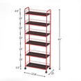 thumbnail image 7 of 6 Tier Rolling Slim Storage Cart Metal with 4 Lockable Wheels & Baskets Storage Shelf Cart for Kitchen Bathroom Laundry Small Space Office,Red, 7 of 7