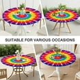 thumbnail image 7 of Rainbow Tie Dye Mandala Round Fitted Tablecloth with Elastic Edge,Dining Table Cover Waterproof,Outdoor Round Tablecloth for Camping,Dining,Indoor and Outdoor, 7 of 7