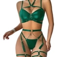 thumbnail image 1 of Sexy Pu Leather Strappy Underwire Garter Belt Lingerie Set, 1 of 6