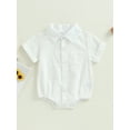thumbnail image 2 of Bagilaanoe Newborn Baby Girl Boy Shirts Rompers Short Sleeve Bodysuits 6M 12M 18M 24M Infant Casual One Piece Short Jumpsuit, 2 of 8
