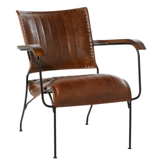 DecMode 26" x 29" Brown Leather Accent Chair, 1-Piece