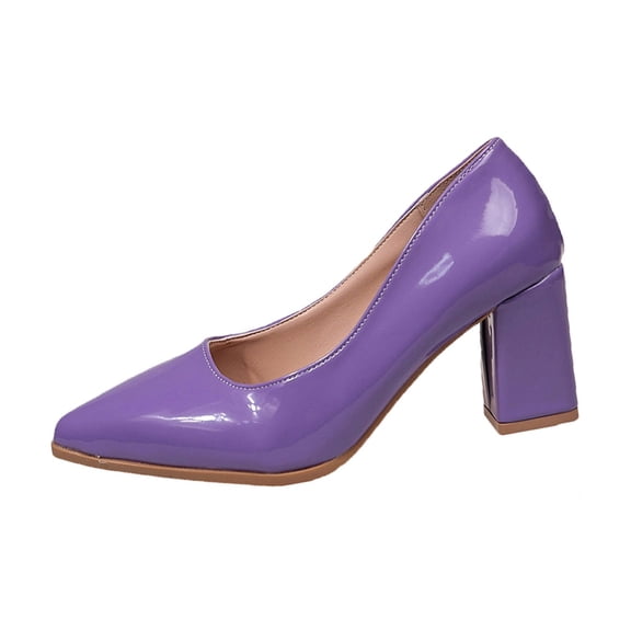 Wensltd Dressy High Heels for Womens Pointed Toe Closed Toe Block Heel Spring Fall Office and Party Wear Solid Color Design Purple