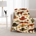 thumbnail image 3 of SPXUBZ Western Cowboy Cactus Flannel Fleece Throw Blanket, Vintage Hat Horse Star Print Soft Cozy Blanket, Country Farmhouse Decor Throw for Couch, 3 of 5