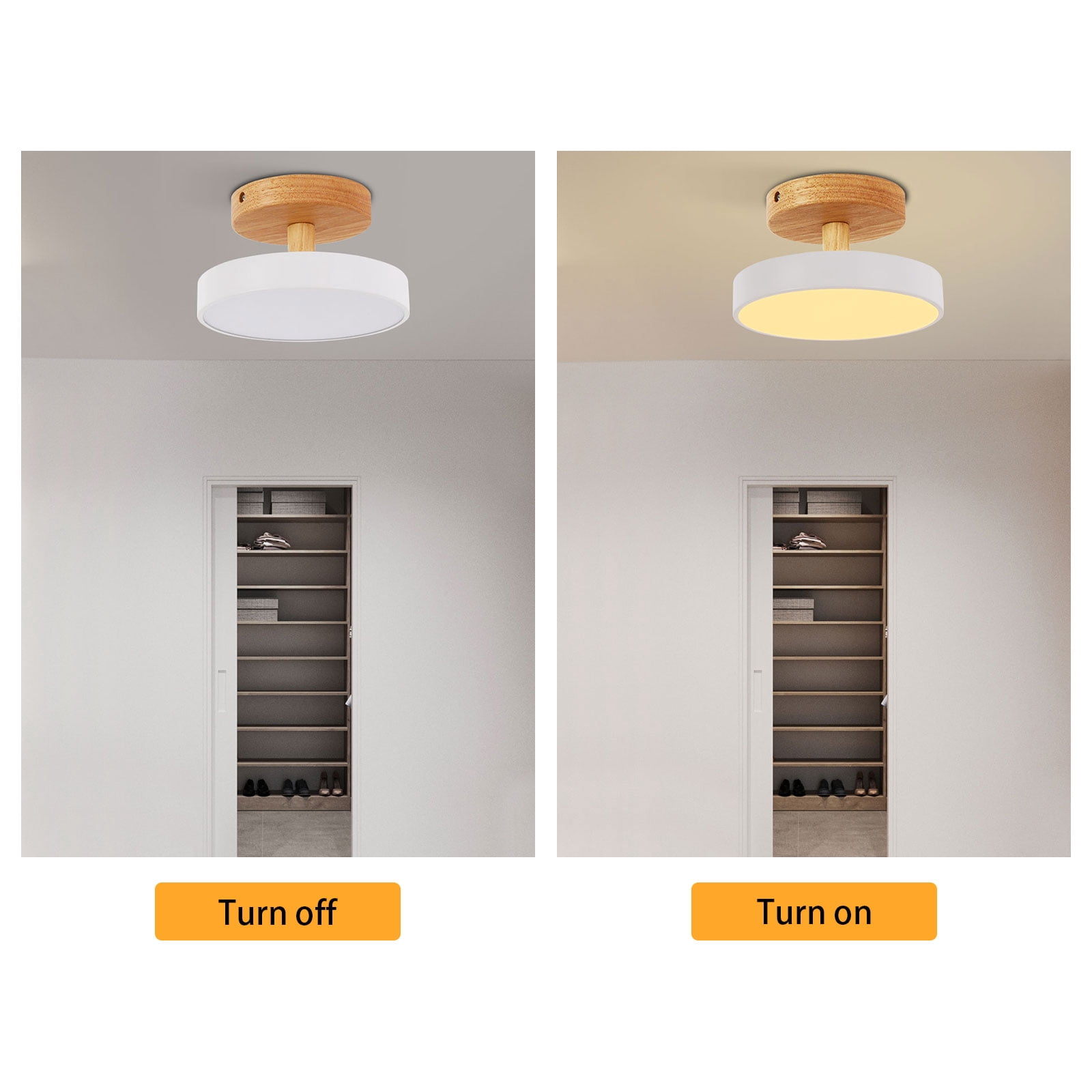Ceiling Light, Ceiling Mount Light Fixture, Wide Voltage Ceiling Lamp with Three Light Colors