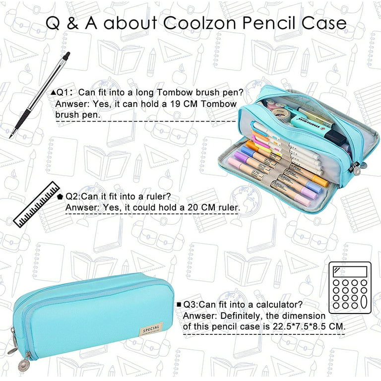 Coolzon Large Pencil Case for Girls Boys, Big Capacity Pencil
