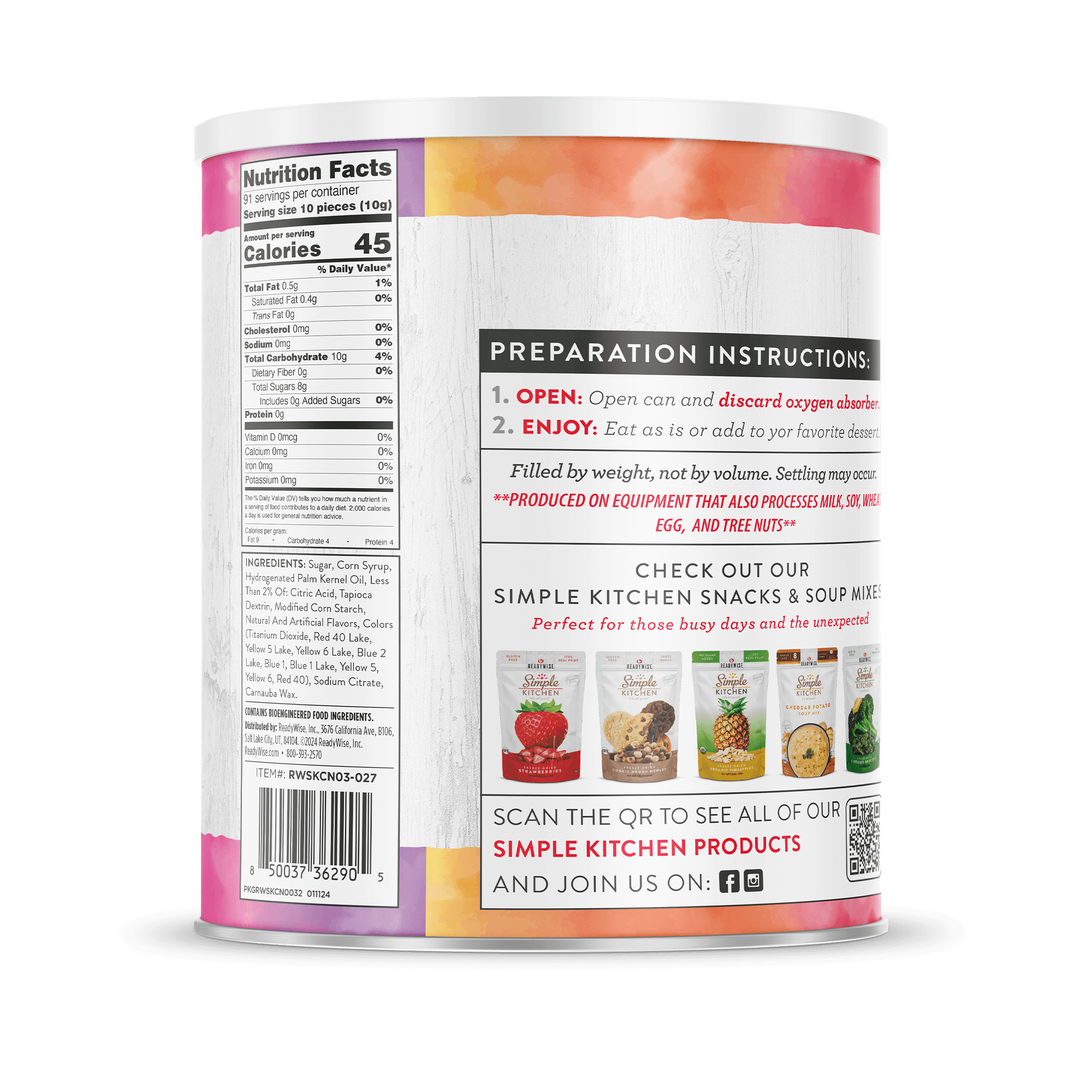 ReadyWise Freeze-Dried Fruit Snack, Long Shelf Life, 91 Servings, 2 lbs