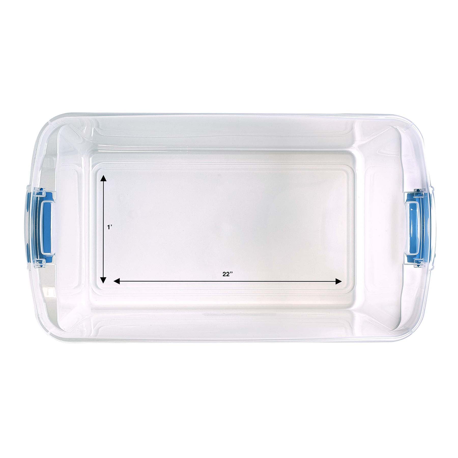 Homz 112 Quart Plastic Storage Latching Container, Clear/Blue, Set of 2 - 2