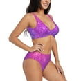thumbnail image 2 of Kdxio Purple Glitter Print Women's 2 Piece High Waisted Wrap Spaghetti Strap Summer Swimsuit Bikini Set-Small, 2 of 7