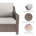 thumbnail image 6 of POCASSY Wicker Outdoor Couch with Ottomans, Brown Wicker Sofa Outdoor Furniture with All Weather Rattan and Olefin Cushion for Balcony, Backyard, Porch, Brown/Beige, 6 of 12