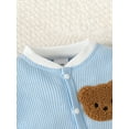 thumbnail image 6 of Bslissey Newborn Baby Boys Girls Footless Jumpsuit Long Sleeve Bear Head Embroidery Pattern Onesie Rompers Infant Casual Button Playsuit for Spring Fall 1M 3M 6M 9M, 6 of 9