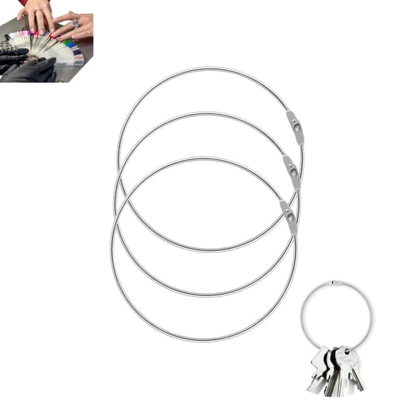 3Pcs Silver Large Key Ring Hoops, Easy-Open Locking Metal Rings for Keys Crafts,and Documents,Sturdy Multi-Purpose Organizer for Home,Office,and Daily Carry​,0.16x4.57in