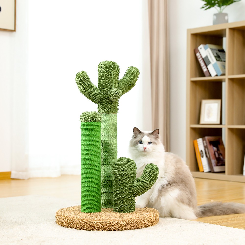 GOSUN 23" Cactus 3Arm Chenille Cat Tree for Kitten, Sisal & Jute Cat