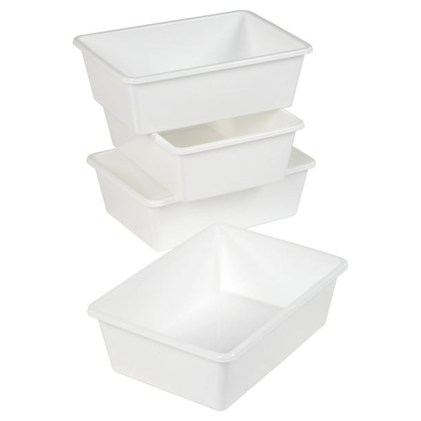 Humble Crew White Large Plastic Storage Bins, Set of 4