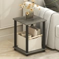 thumbnail image 2 of Furinno Simplistic End Table, Set of Two, Grey Oak/Black, 2 of 4