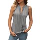 thumbnail image 1 of Top sin mangas con cuello en V y pliegues para mujer, poliéster-spandex, tallas S-XXL, elegante/casual, bloques de color, 1 of 5
