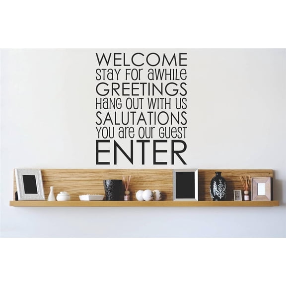 Family Hang out with Us Beautiful Religious Wall Decal Decoration Hang Out with Us, You Are Our Guest Lettering Lasts Years and Easily Removable - Size: 8 In(W) x 10 In(H)