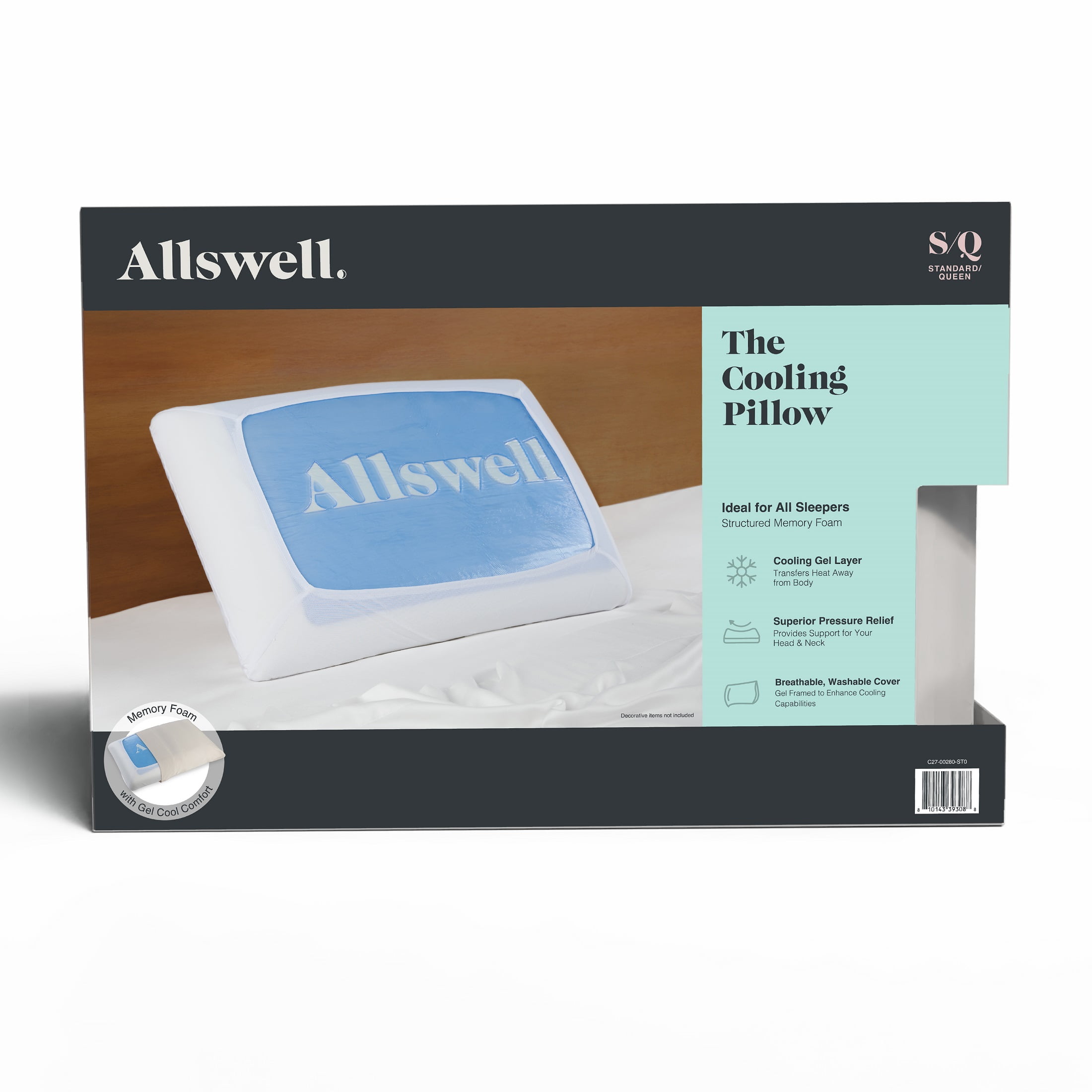 (8 pack) Allswell Cooling Pillow, Standard/Queen, Adult