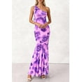 thumbnail image 5 of PRETTYGARDEN Womens Summer One Shoulder Maxi Dress Floral Sleeveless Bodycon Mesh Long Formal Wedding Guest Dresses, 5 of 8