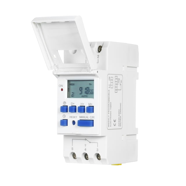 Graflsoa Programmable Digital Timer Switch 220V 16A with LCD Display, 16 On/Off Settings, Built-in Battery Backup, DIN Rail Mountable for Flexible Scheduling