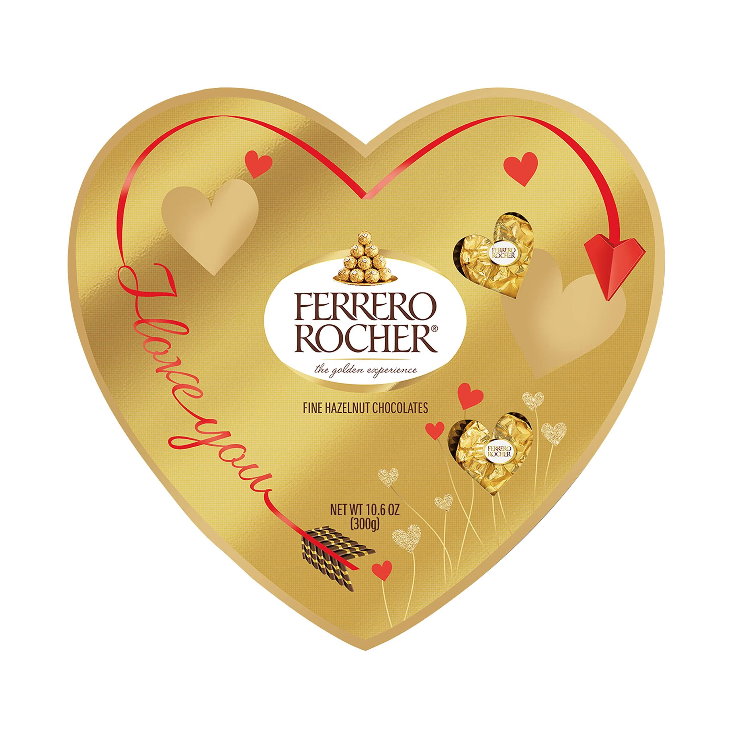 Buy Ferrero Rocher Chocolate ao leite de avelã fina, Dia dos namorados em  forma de coração Caixa de presente para doces de chocolate, 10,6 Oz, 24  Count 24 Count Pack de 1