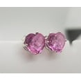 thumbnail image 3 of Heart Pink Sapphire Sterling Silver Earrings, 3 of 5