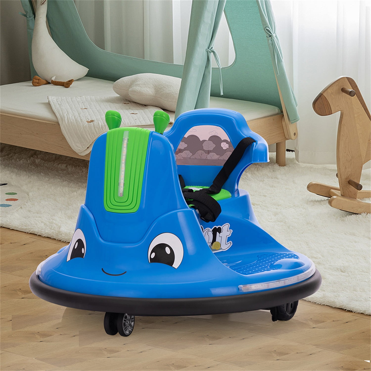 CIPACHO Ride On Bumper Car for Kids, 12V Snail-Shaped Kids Electric Vehicle Car with Remote Control, LED Lights, Music, 360 Degree Rotate, Toddler Race Toys, 3-8 Years Old, Blue CIPACHO Ride On Bumper Car for Kids, 12V Snail-Shaped Kids Electric Vehicle Car with Remote Control, LED Lights, Music, 360 Degree Rotate, Toddler Race Toys, 3-8 Years Old, Blue