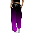 thumbnail image 2 of Lovzfmll Jogger Pants for Women, Gradient Print High Waist Casual, Relaxed Fit Lounge Pants Purple, S, 2 of 5