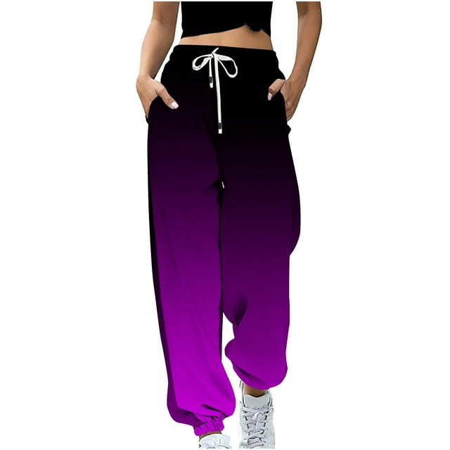 Jsaierl Pantalon de Survêtement pour Femme Taille Haute à Cordon, Pantalon Jogger Ample, Pantalon Tendance à Dégradé, Pantalon Décontracté à Bas Resserré, Pantalon de Survêtement avec Poche