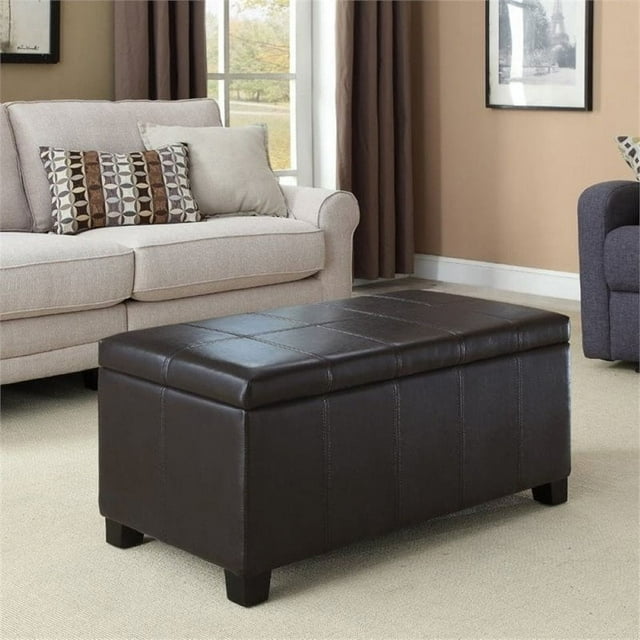 Atlin Designs Faux Leather Storage Bench in Brown