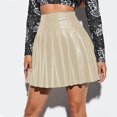 thumbnail image 2 of TAIAOJING Women's Basic Mini Skirt Fashion Pleated Skirt Waist High Leather Skirt Short Elegant Solid Skirt, 2 of 5