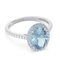 thumbnail image 3 of Diamond-Capitals 2.15 Carat Oval Cut Aquamarine Gemstone & Natural Diamond (F-G/VS1) Unique Engagement Ring for Bride Solid 14K White Gold Size 8.5, 3 of 7