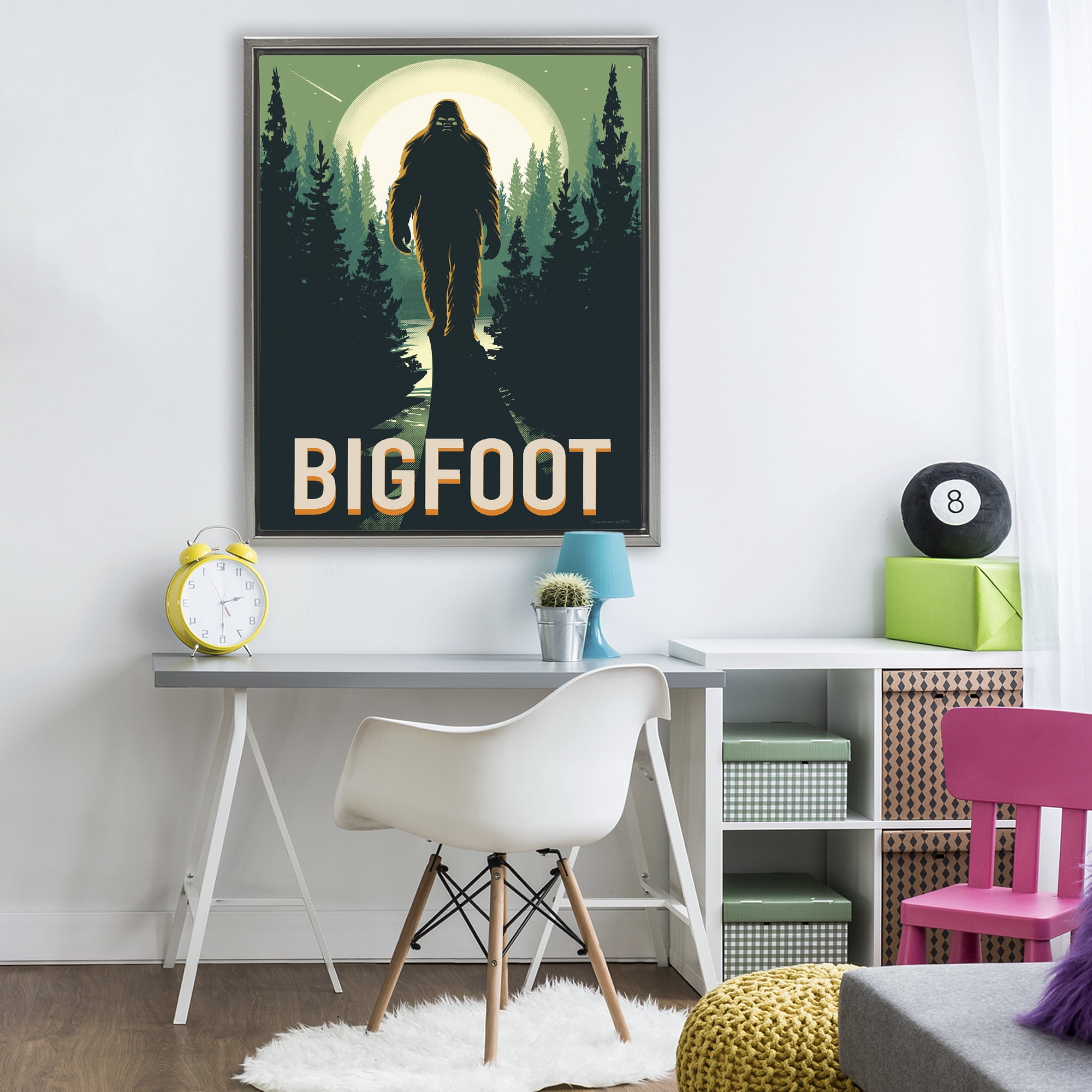 Stupell Industries Cryptid In The Woods Gray Framed Floater Canvas Wall Art, design by Omar Escalante