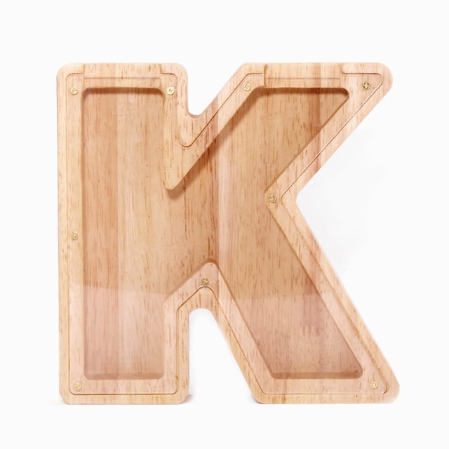 Twenty-Six English Alphabet Piggy Bank 26-letter Personalized Wooden Coin Money Saving Box Customized Own Name Stickers Exquisite Home Desktop Decor Ornaments