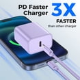 thumbnail image 3 of iPhone 17 16 15 Charger USB C Charge, [MFi Certified] 20W PD Fast Type C Charger Block with 6FT USB C Cable Compatible with iPhone 17/16/15, iPad, Galaxy, Android Purple, 3 of 7