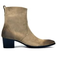 thumbnail image 2 of OSSTONE Dress Boots Chelsea Designer Boots for Men Zipper-up Leather Casual Heel Shoes JY002-Beige-Suede-11 Suede Beige, 2 of 6