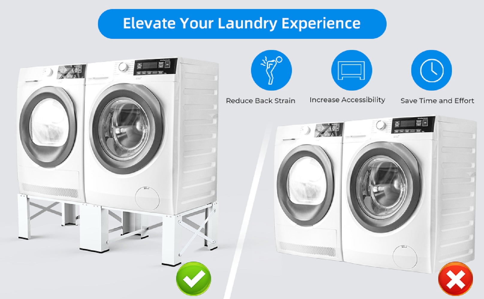 2-in-1 Upgraded Design Wash Dryer Pedestals 29" Matalde Laundry Pedestal Heavy Duty, Washer and Dryer Stand, White