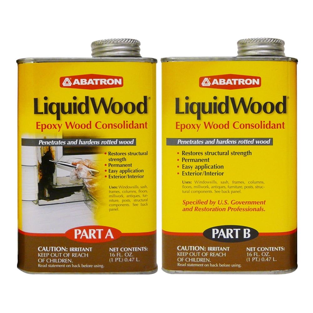 Abatron LW2PKR LiquidWood Epoxy Wood Hardener Compound Parts A and B, 2