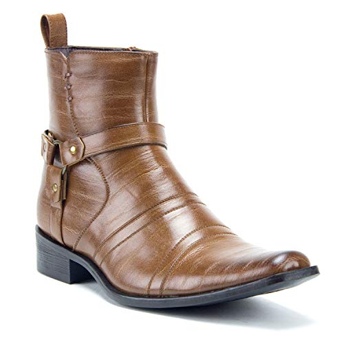 J'aime Aldo Men's Colt Fashion Harness Zip Western Cowboy Riding Boots, Walnut, 9 Walmart