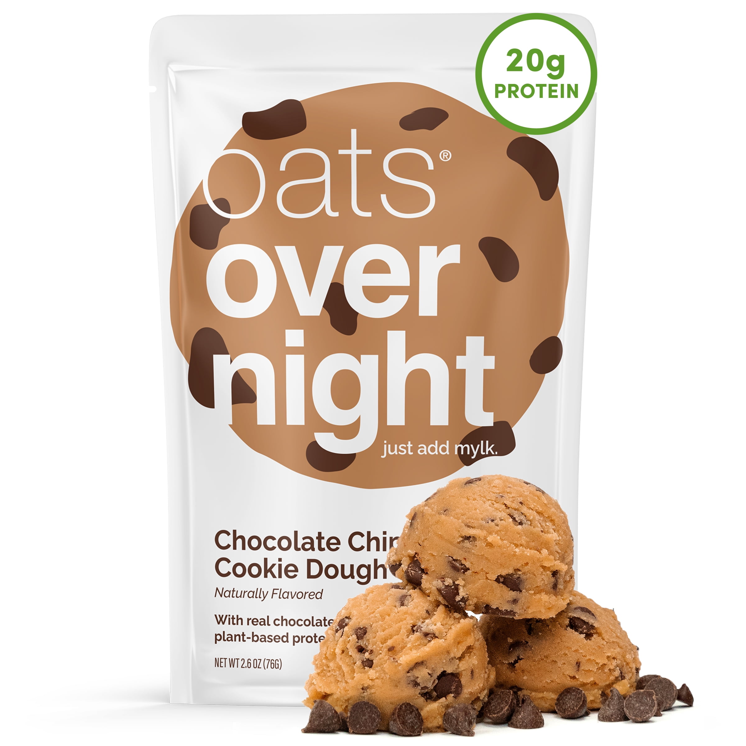 (10 pack) Oats Overnight Chocolate Chip Cookie Dough, High-Protein Oatmeal Shake, 2.6oz, 1 Pouch