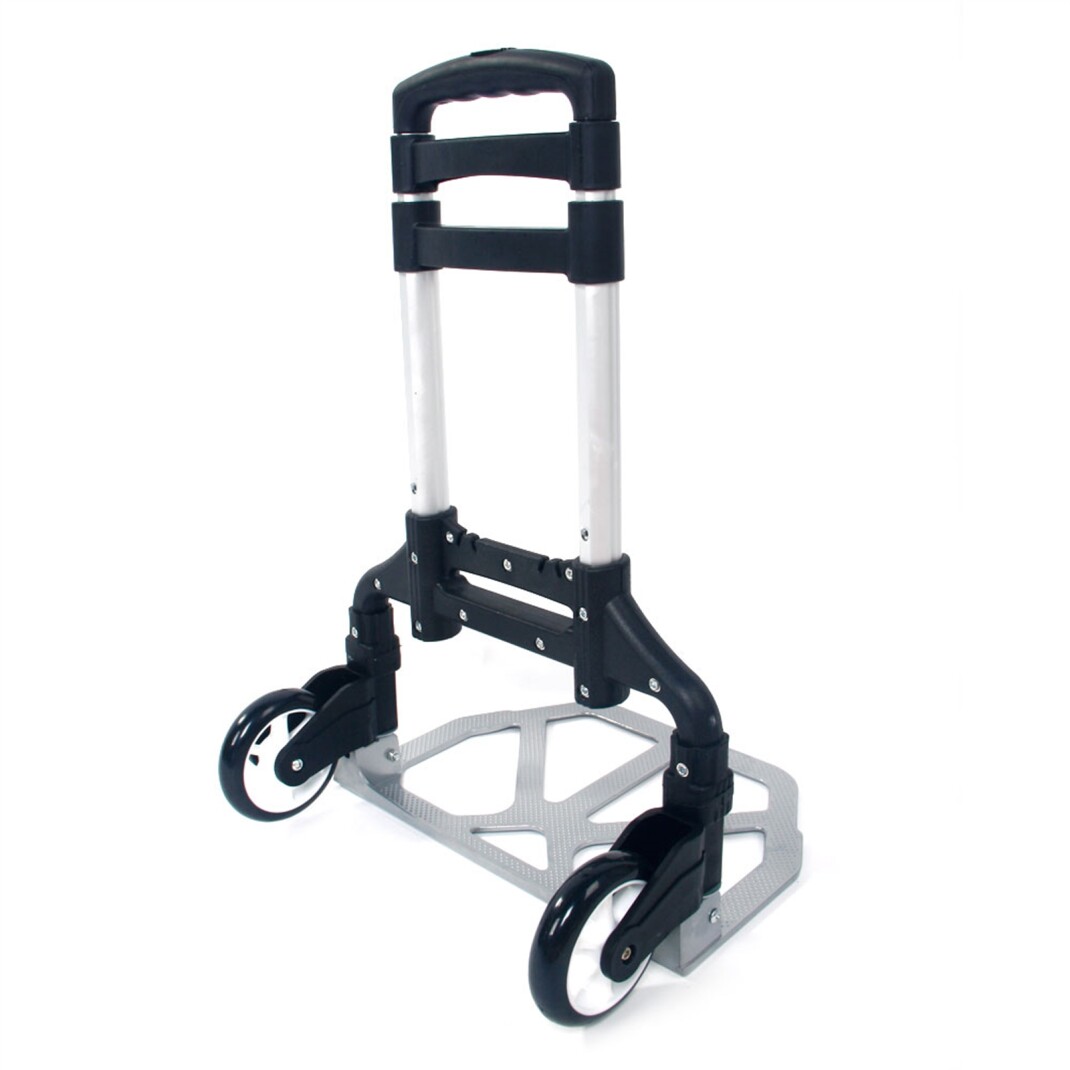 Folding Hand Truck Dolly, 165 lbs Capacity Dolly Cart, Portable Collapsible Aluminum Trolley with Retractable Handle, for Shopping, Travel, Blue