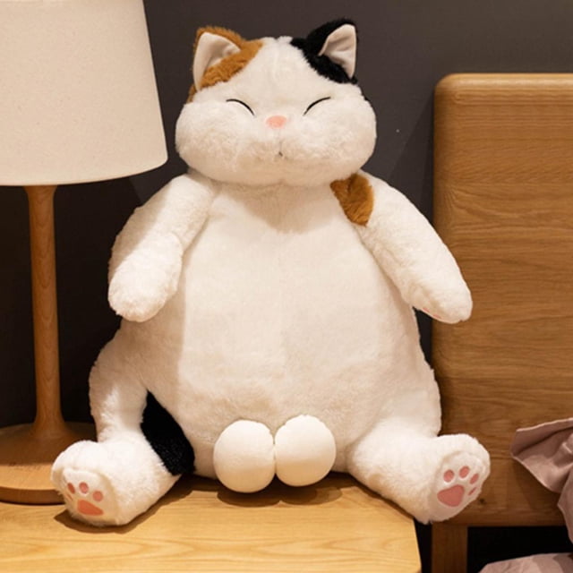 peluche gato juguetes de peluche lindo gato muñeca hermoso animal almohada dulce caricatura chat para niñas sofá cojín decoración , color 35cm Marrón Blanco 35cm CUTICAT juguetes de peluche