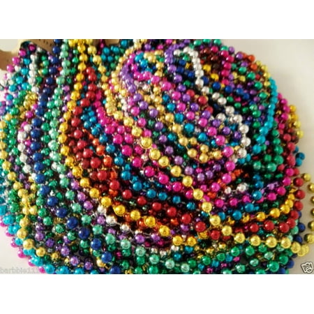 72 Multi-Color Mardi Gras Beads Necklaces Party Favors 6 Dozen Lot