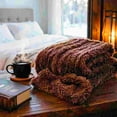 thumbnail image 5 of XIA0LE Thickened Long Faux Fur Throw Blanket, 31.5x42.5 Inchesfuzzy Faux Fur Throw Blanket, Reversible Shaggy Blankets, Fluffy Plush Warm Throws For Sofa Couch, Brown, 5 of 5