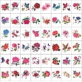 thumbnail image 1 of 50 piezas de tatuajes temporales de flores para mujeres, pegatinas de tatuajes de medio brazo, tatuajes de mariposas de calavera de flores rosas, para decoraciones para adultos, niñas y niños, 1 of 5