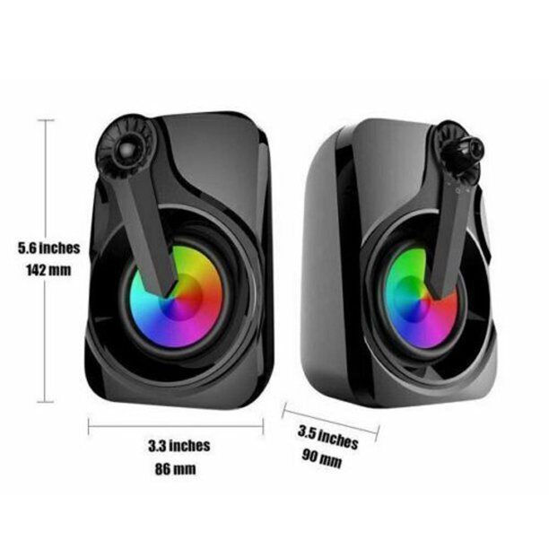 USB Powered 3.5mm PC Speakers Stereo Desktop Wired Sound Speaker, Knob