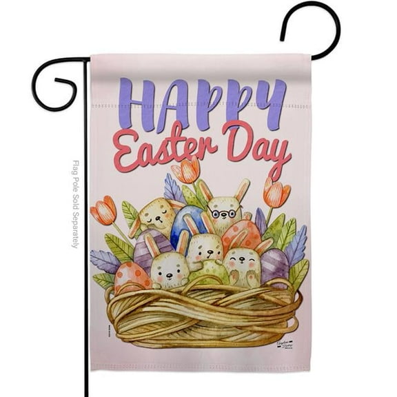 Angeleno Heritage G135439-BO Bunnies Basket Springtime Easter Double-Sided Decorative Garden Flag, Multi Color