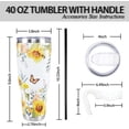 thumbnail image 3 of Sunflower 40 Oz Tumbler with Handle and Straw,Bee Butterfly Floral Big Stainless Steel Vacuum Insulated Tumbler Coffee Cup Water Bottle Travel Mug,Sunflower Gifts for Women Decor Accessories,Yellow, 3 of 6