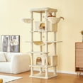 thumbnail image 2 of MWPO 77.6'' Cat Tree for Large Cat Tower with 2 Condos, 3 Hammocks and Stratching Post, Beige, 2 of 8