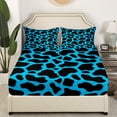 thumbnail image 2 of Cow Print Twin Fitted Sheet Kawaii Farm Animal Sheets, Black Blue Bed Sheets Highland Cattle Bull Skin Bed Cover, Wildlife Hair Skin Bed Set (Deep Pocket), 2 of 5